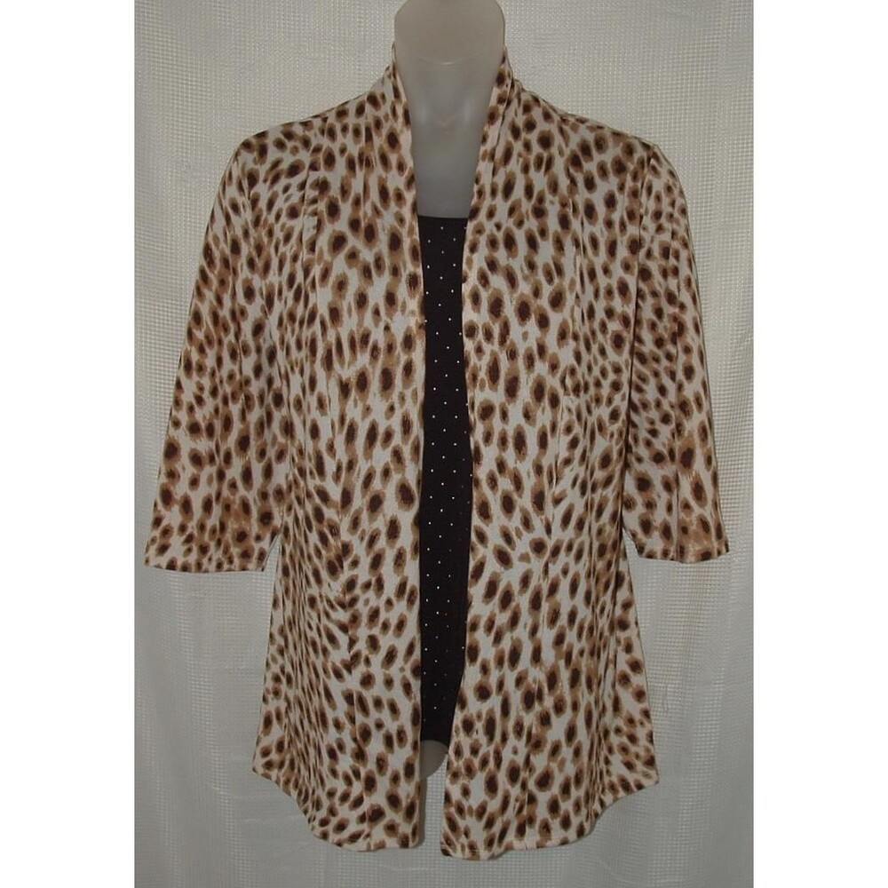 Animal Print Plus Sz 1X Soft Stretchy Lightweight Layered Sweater CD DANIELS